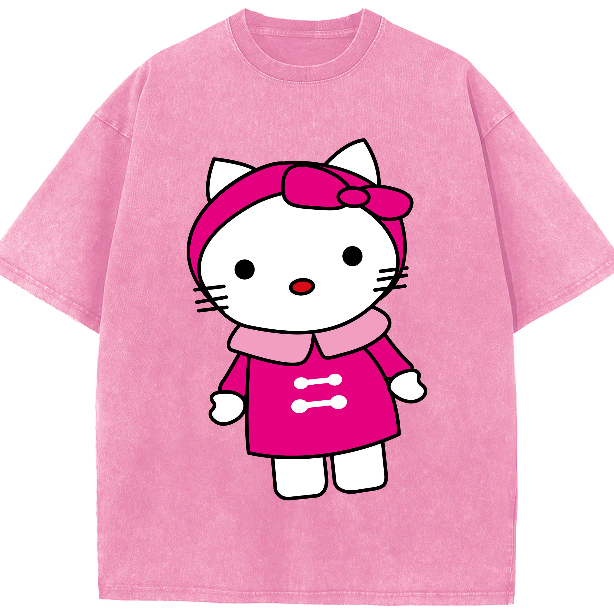 （画像用） Hello Kitty ハローキティ 綿100% ヴィンテージ風 半袖Tシャツ（フロントプリント）